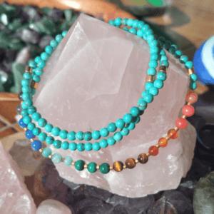 Bracelet "Arc-en-ciel" en perles pierre Agate multicolore et Turquoise